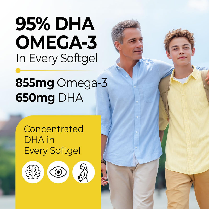 LABO Nutrition OmaxPure DHA Omega 3 rTG IFOS Fish Oil - Brain & Eye Support | 120 mini softgels, IFOS certified rTG omega 3, rich in DHA & EPA, prenatal brain & eye support, 120 60 days' supply