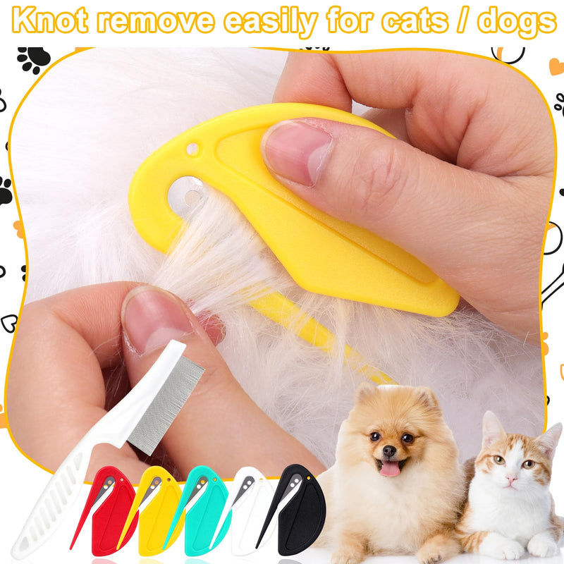 5 Pcs Knotting Comb for Cats + Grooming Combs, Pet Knotting Comb for Dog, Pet Hair Removal Tool, Cat Matted Fur Remover Sets - BeesActive Australia