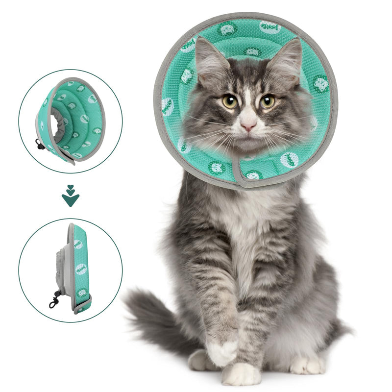 HAPPY HACHI Cat Neck Brace, Soft Adjustable Neck Brace for Cats Cat Collar After Operations and Injuries, Prevents Licking Wounds Cat Collar (Green, M) Green - BeesActive Australia