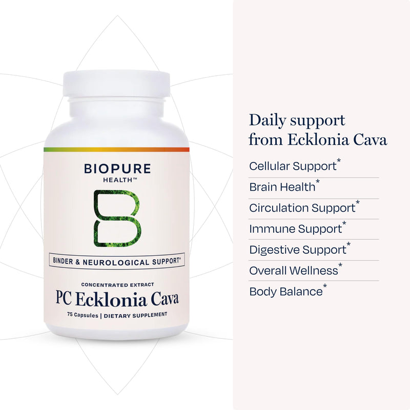BioPure PC Ecklonia Cava Capsules – Marine Polyphenol Complex from Brown Seaweed, Rich in Phlorotannins, Trace Minerals & Nutrients for Cellular Health, Circulation & Immune Support – 75 Capsules
