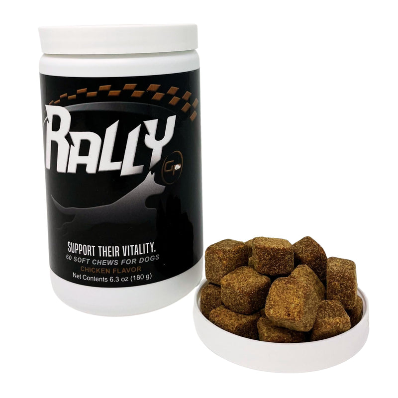 Rally Total Dog Health Supplement - Promotes Vitality for Senior Dogs - Chicken Flavored Soft Chews - Pet Dog Vitamins - Supports Joint Mobility, Healthy Gut, Overall Health - 30 Servings - Grrub Pet