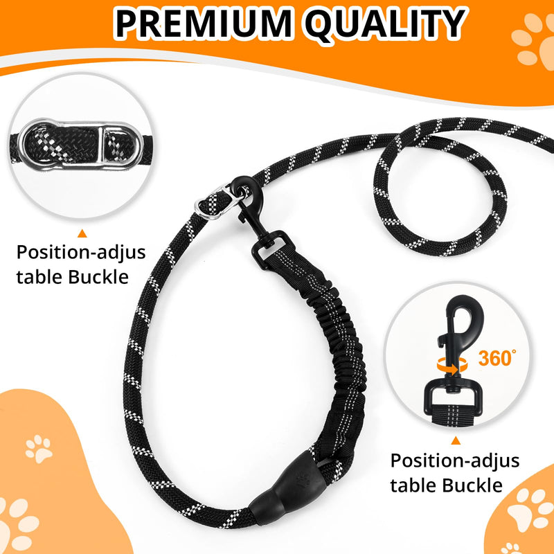Heavy Duty Hands Free Dog Leash, 10FT Adjustable Handsfree Dog Training Leash with Shock Absorbing Bungee, No Pull Tangle Free Reflective Body Waist Leash for Dog Walking Running Black - BeesActive Australia
