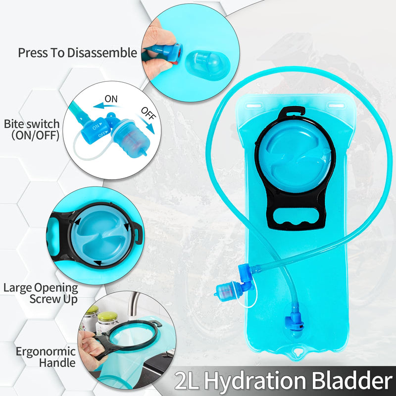Hydration Backpack with 2L Water Bladder, Lightweight Hydro Pack for Cycling, Running, Hiking, Climbing Black - BeesActive Australia