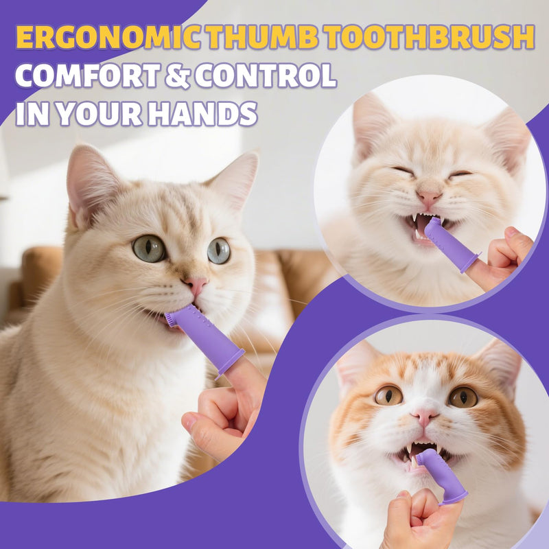 Cat Toothbrush and Toothpaste Kit + Cat Toothbrush for Daily Teeth Cleaning