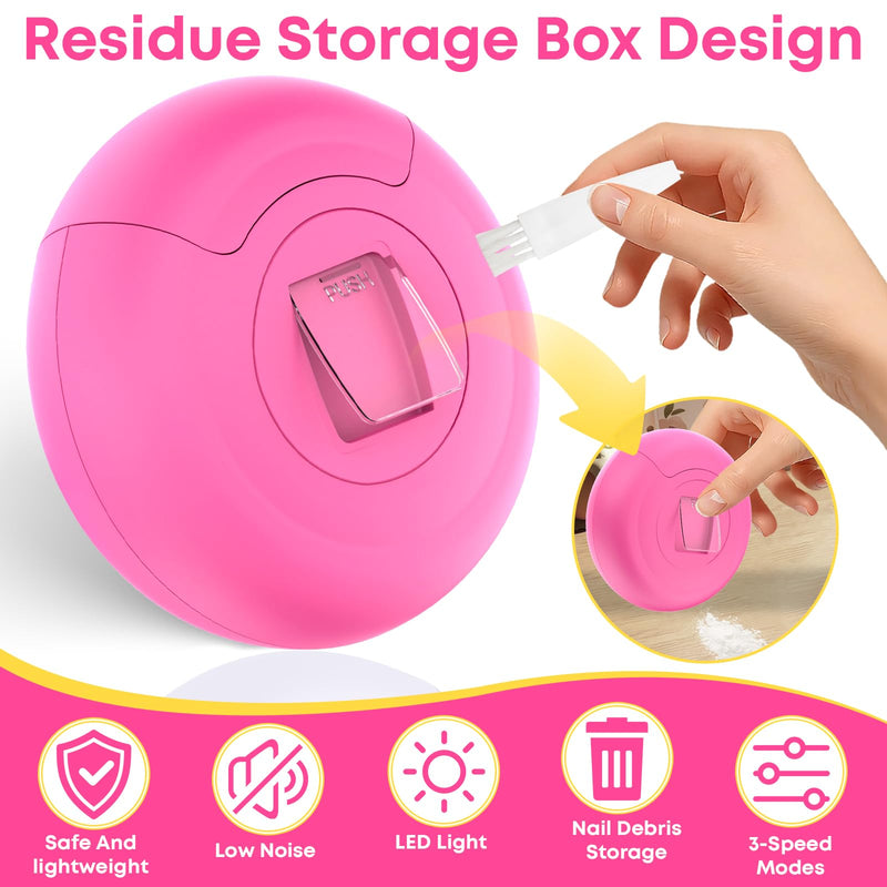 Automatic Nail Clippers for Seniors, 3-in-1 Electric Nail Clipper & Trimmer with LED Light Rechargeable Battery Fingernail Clipper for Adults Fingernail Grinder Electric Polishing for Women & Men Pink
