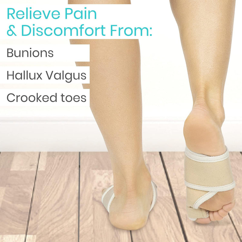 Vive Bunion Brace (Pair) - Big Toe Corrector Straightener with Splint - Hallux Valgus Pad, Joint Pain Relief, Alignment Treatment - Orthopedic Sleeve Foot Wrap Support for Men and Women (Beige) Beige