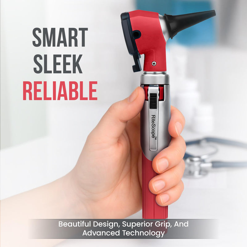 Otoscope with Light - Complete Set of Ear Scope for Examination at Home - Ear Infection Detector - Red - BeesActive Australia