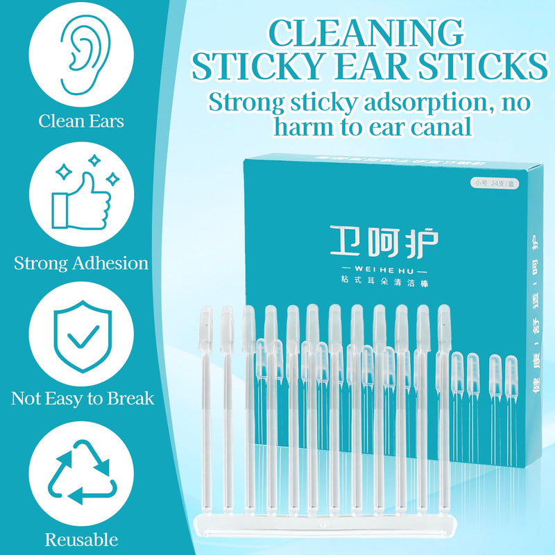 Pack of 48 Sticky Earpick, Self-Adhesive Ear Cleaner Tool, Sticky Cotton Swab, Sticky Ear Hole Cleaner, Reusable Tool for Removing Earwax