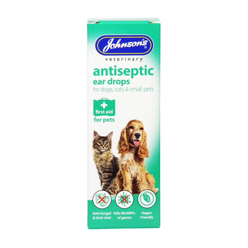 WUNDAPETS JOHNSONS VETERINARY ANTISEPTIC EAR DROPS FOR PET DOGS CATS SMALL ANIMALS 50ML