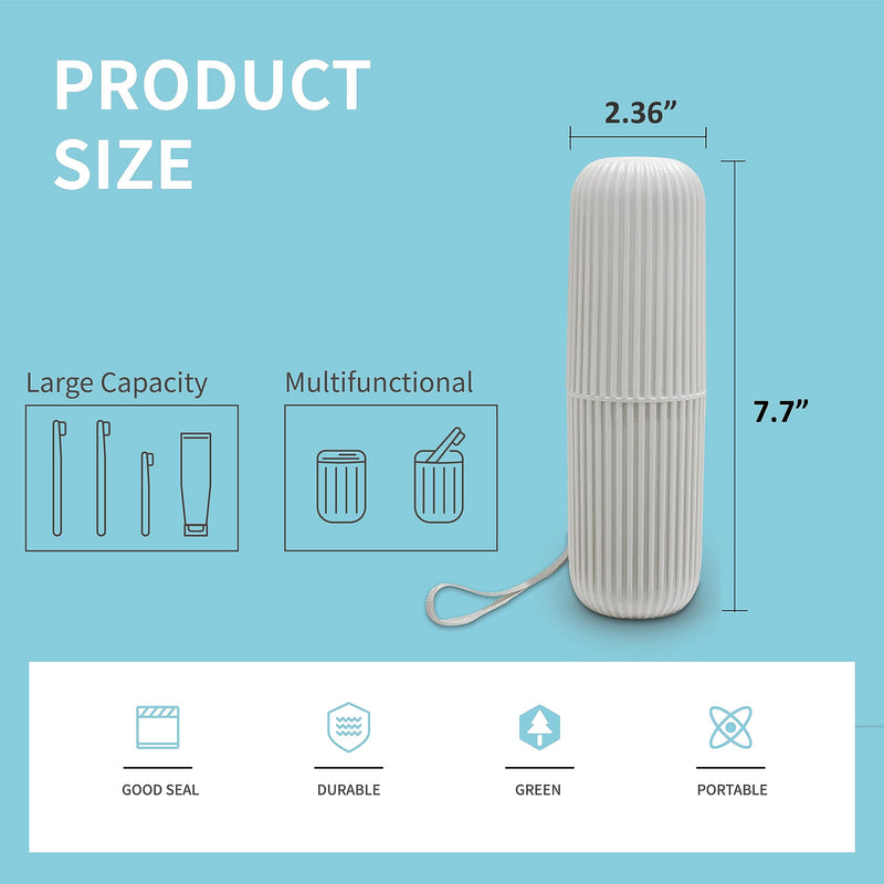 Sunenlyst 2Pcs Travel Toothbrush Holder, Portable Toothbrush Cup Case Long 7.7 inch for Traveling, Camping, Business Trip and School, Multifuction Toothbrushes Toothpaste Set Green and Grey - BeesActive Australia