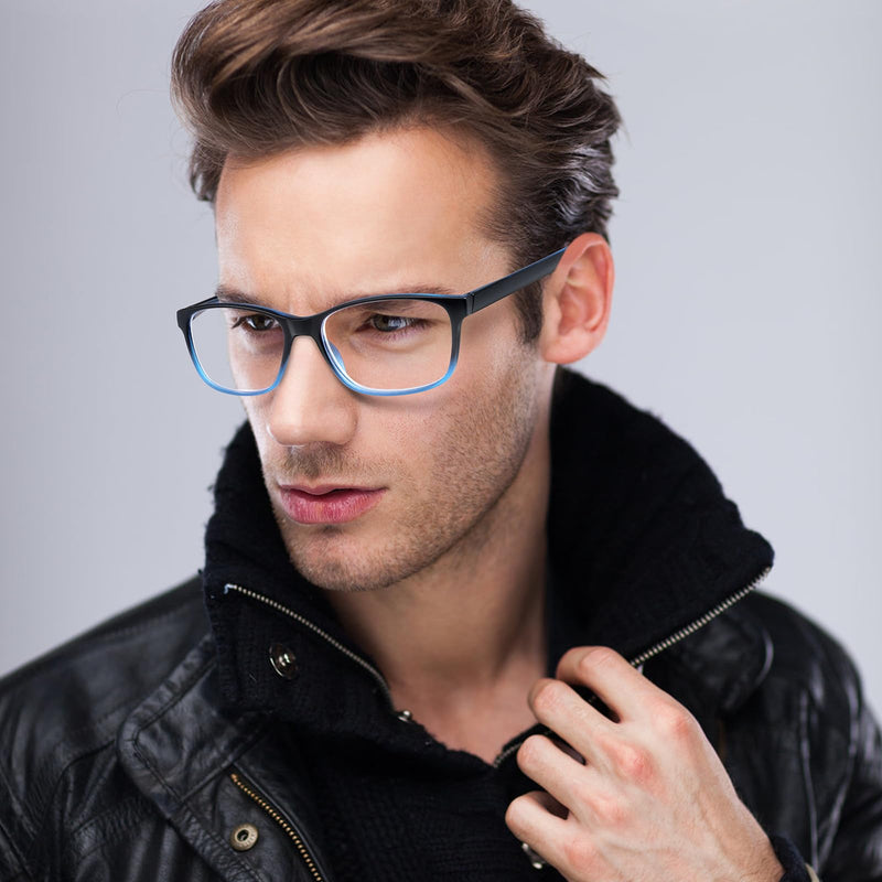 5 Pack Blue Light Blocking Reading Glasses for Men with Spring Hinge Fashion Large Wide Computer Readers for Men 5 Pack Mix Color 2.0 x