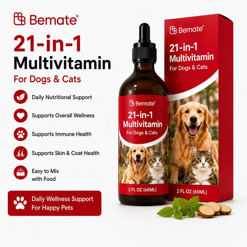 21-in-1 Dog Vitamins Multivitamin with Goji & Astragalus - Daily Vitamin Supplement for Immune Support, Digestion & Vitality - Supports Overall Health, Easy to Mix with Food - 2 fl oz
