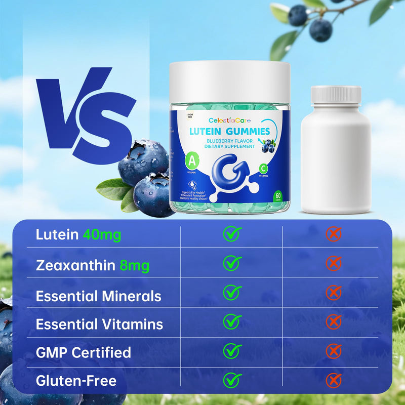 Lutein and zeaxanthin Eye Vitamins Gummies, Bilberry, Astaxanthin, Eye Vitamins for Kids and Adult Vision&Blue Light Support, Overall Eye&Macular Health-60 Count 2