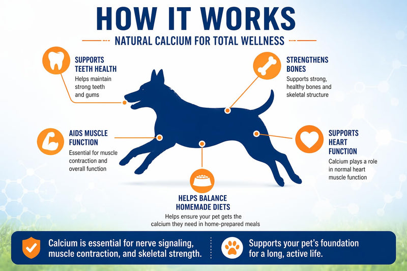 Eggshell Calcium for Pets - 7 oz. Natural, Ultra-Pure Egg Shell Mineral Powder Supplement for Cats and Dogs - High Absorption, Helps Support Bone, Joint, Teeth, Heart, Immune Health Regular ESC 7oz