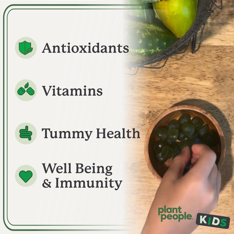 Plant People WonderGreens Kids Super Veggie Gummies, Green Apple, 30 Count | Sugar-Free Greens Gummies for Kids, Allergen-Free Multivitamin for Picky Eaters with Probiotics, Tummy & Immune Support
