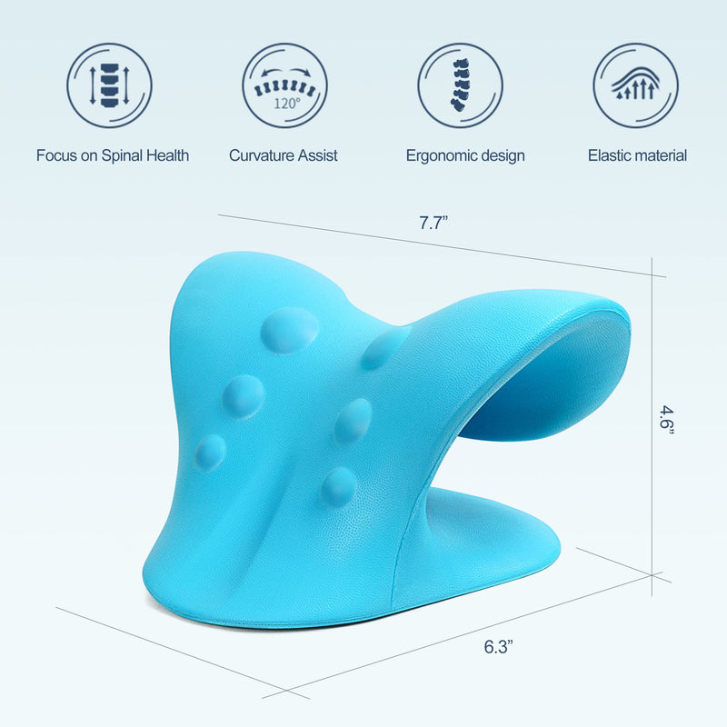 Neck Stretcher for Pain Relief, Neck and Shoulder Relaxer Cervical Traction Device Pillow for Muscle Relax and TMJ Pain Relief (Blue) Blue - BeesActive Australia