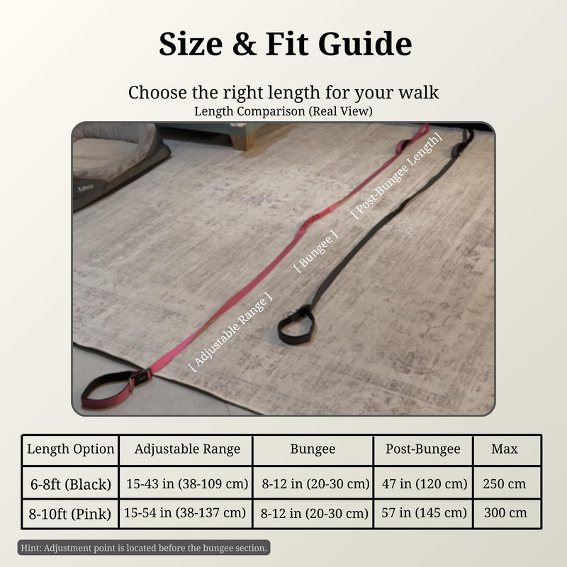 8FT-10FT Hands Free Dog Leash - Adjustable Waist/Crossbody 2-in-1 Belt with Shock-Absorbing, Traffic Handle & Reflective for Hiking, Canicross & Active Lifestyles (Black) Black Large (8–10FT) - BeesActive Australia