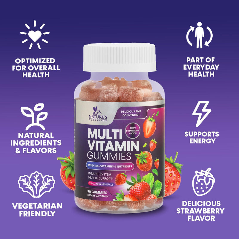 Multivitamin Gummies for Adults - Daily Adult Multivitamins Gummy with Vitamins A, C, D, B12 for Women & Men, Immune Support Gummy Multivitamins Supplement, Adult Multi VIT Vitamin - 90 Gummies 90 Count (Pack of 1)
