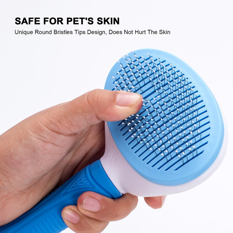 Self Cleaning Slicker Brush, Cat and Dog Brush, Indoor Cat and Dog Grooming Shed Brush, Easy to Remove Loose Undercoat, Used for Long Hair and Short Hair Cat and Dog Hair Removal Brushes, with Massage