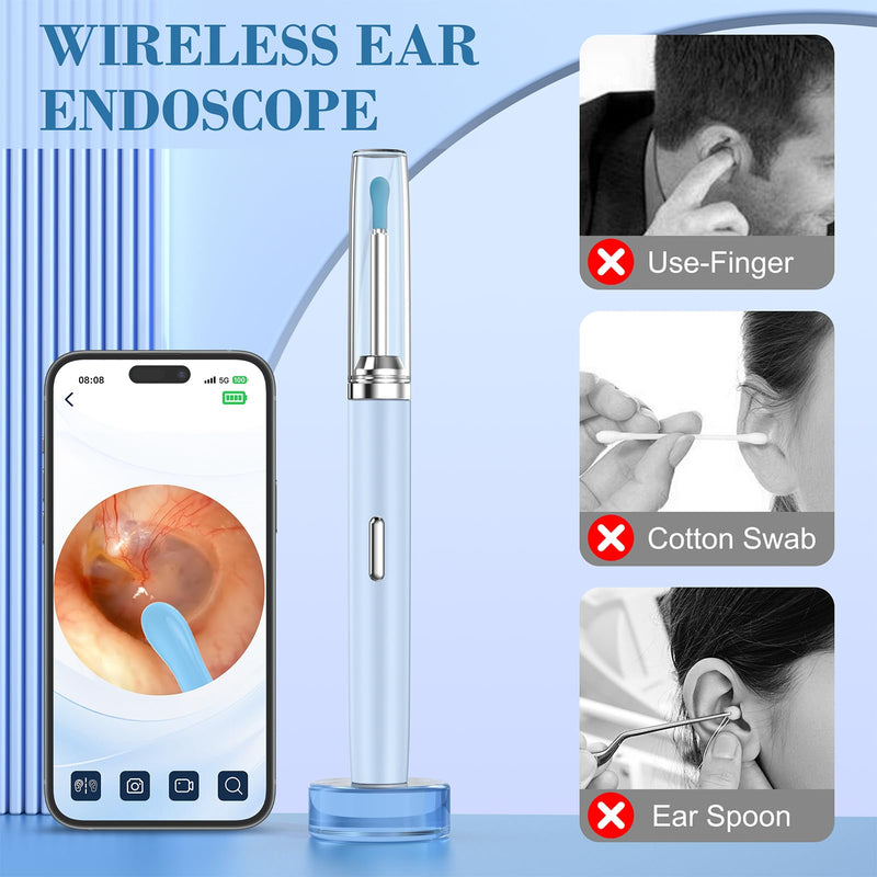 Ear Wax Removal Tool Camera, Ear Cleaner with 6 LED Light and Replacement Tips, HD 1080P Ear Cleaning kit with Otoscope(Blue) Blue - BeesActive Australia