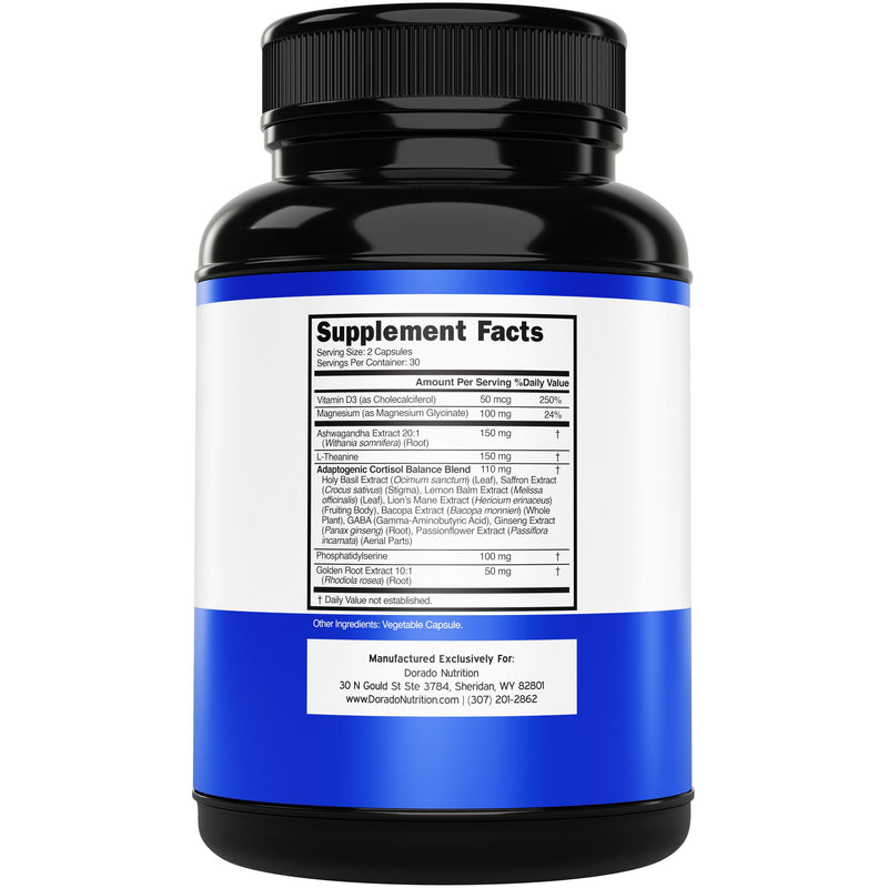 Cortisol Supplements for Women & Men with 14 in1 Blend (Magnesium, Ashwagandha, L Theanine & More) Healthy Cortisol Balance & Calm Mood Support - Third Party Tested, Non GMO, USA Made - 60 Count