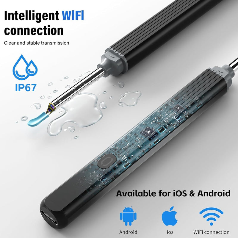Ear Wax Removal - Earwax Remover Tool with 8 Pcs Ear Set - Ear Canal Cleaner with 1080P Camera - Ear Cleaning Kit with 6 Ear Scoops - Ear Wax Cleaner with Camera-Otoscope Ear Pick for iOS & Android - BeesActive Australia