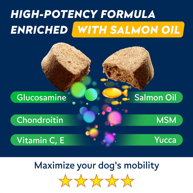STRELLALAB Advanced Joint Supplements for Dogs Chews - Joint Aid Glucosamine for Dogs - Hip & Joint Health Care with Glucosamine & Chondroitin - Made in UK - Senior & Adult - 120Ct - BBQ Pork 120 Joint Aid Treats