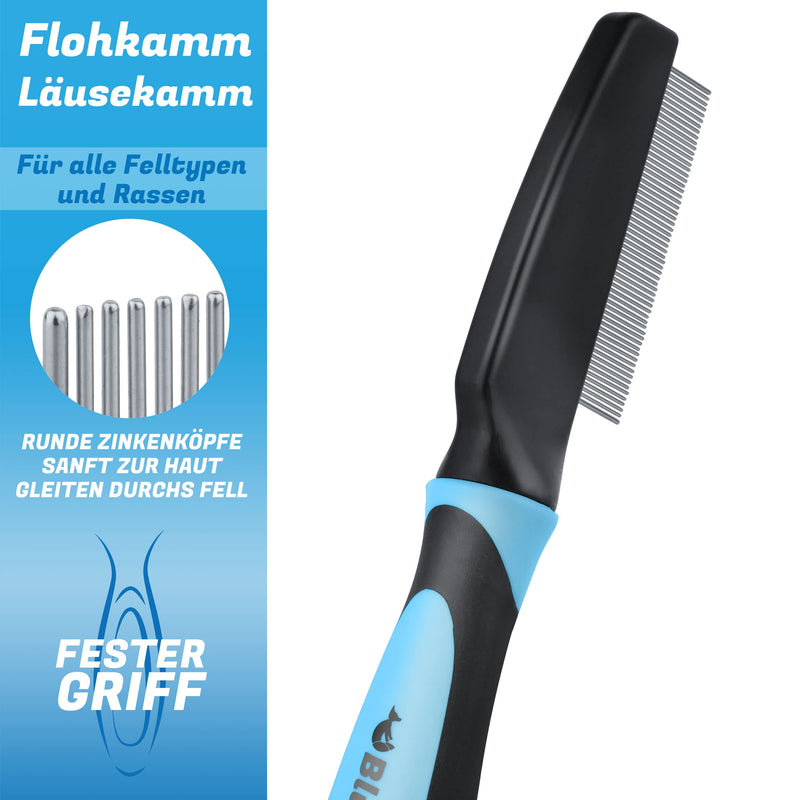 BluePet "FlohGo" Professional Flea Comb & Lice Comb for Dogs & Cats - Gentle & Safe Thanks to Rounded Prongs Blue - BeesActive Australia