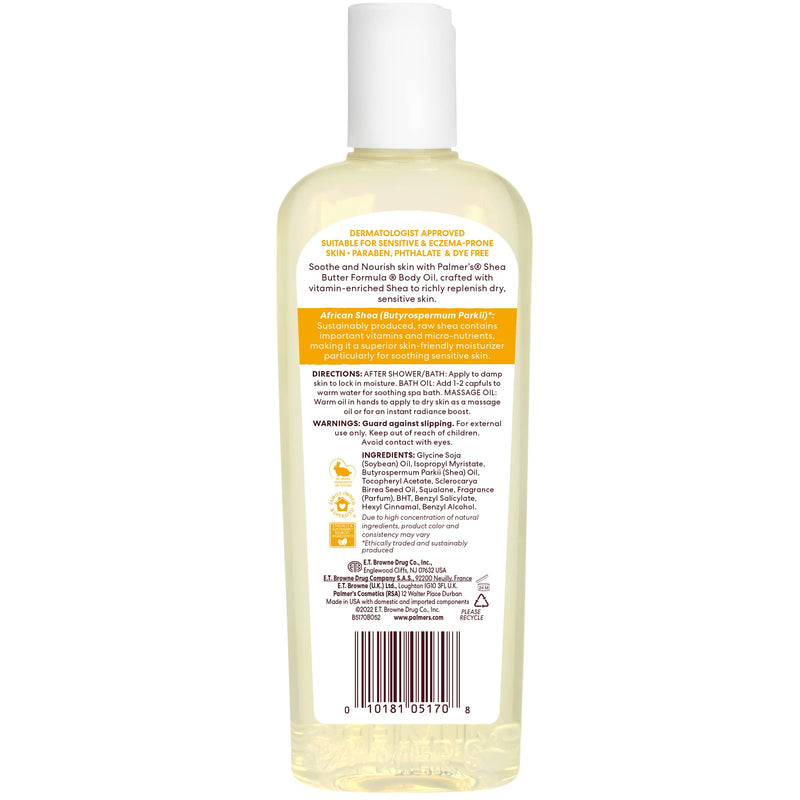 Palmer's Shea Formula Raw Shea Body Oil with Vitamin E, Deep Body Moisturizer to Soothe & Nourish Dry, Sensitive & Eczema-Prone Skin, 8.5 oz 8.5 Fl Oz (Pack of 1)