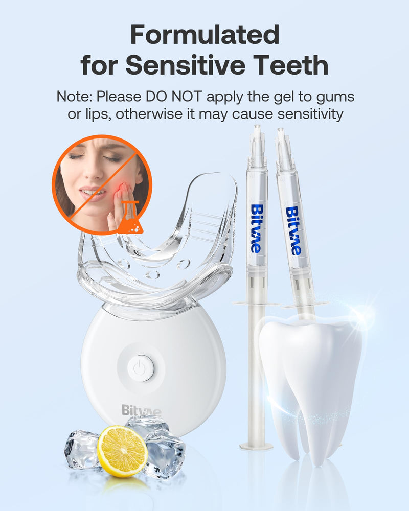Bitvae Teeth Whitening Kit,Teeth Whitening Light with 4 Carbamide Peroxide Teeth Whitening Gel for Sensitive Teeth, Non-Sensitive Fast Teeth Whitener, Enamel Safe and Gentle White - BeesActive Australia
