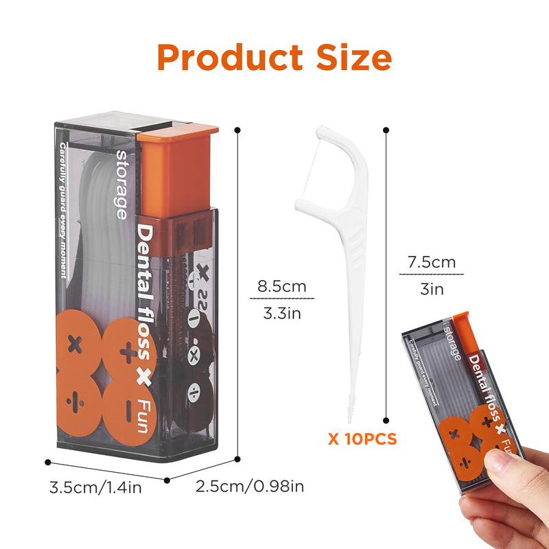 Dental Floss Pick with 2025 Design Holder, Dental Floss Pick Dispenser, Travel Floss Storage Case with 20 Count Adult Floss Picks (2 Pack Orange) 2 Pack Orange