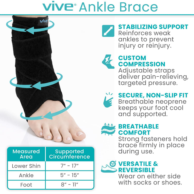 Vive Ankle Brace – Plantar Fasciitis Brace & Ankle Compression Sleeve for Achilles Tendonitis Relief, Heel Spur Support Wrap for Sprained Ankle, Tendon, Foot Pain, Heel Spur, Running Feet Sprain - BeesActive Australia