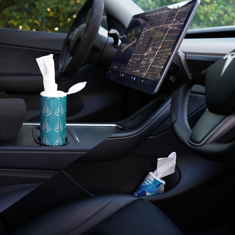 Car Tissues Cylinder 4 Packs Round Tissue Box Holder Fit for Car Cup Holder, Home Small Tissue Dispenser with Refill Tissues for Car Bathroom Office - BeesActive Australia