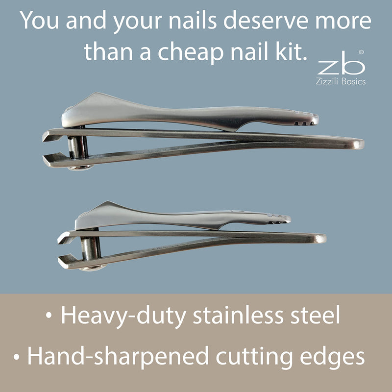 Nail Clippers by Zizzili Basics - 3 Piece Nail Clipper Set - Stainless Steel Fingernail & Toenail Clippers with Nail File & Bonus Pink Carry Case - Best Nail Care for Manicure, Pedicure, Home & Travel 3 Piece Set Pink Case