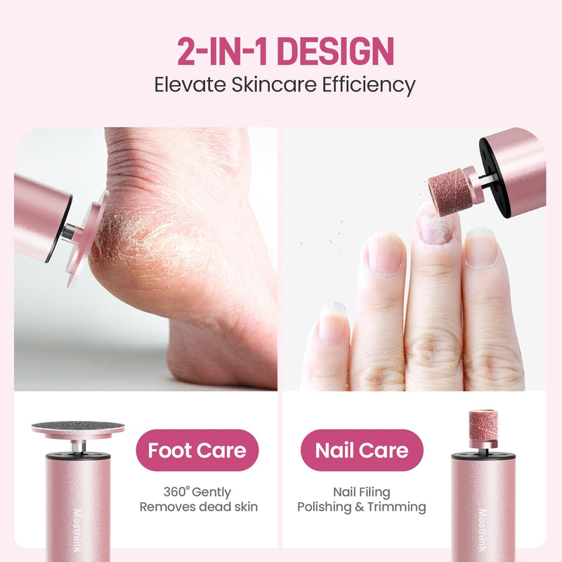 Electric Foot Callus Remover, 2 in 1 | 6 Speed Adjustable Foot File Nail Grinder with Sandpaper Disks, Professional Pedicure Tool for Feet Dead Skin, Self Care Gifts for Women Mom Lover Friends (Pink) - BeesActive Australia