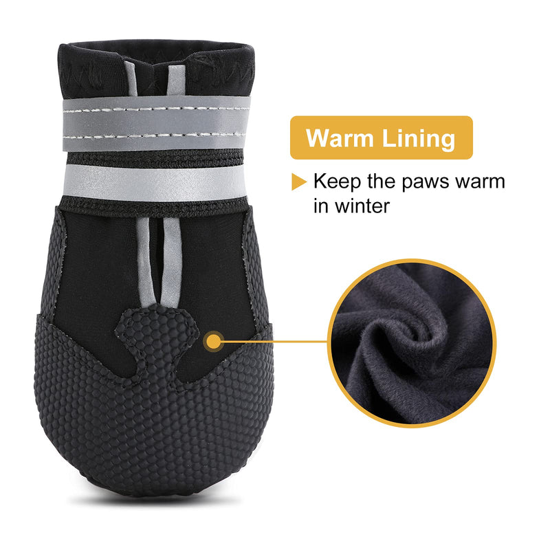 Winter Snow Dog Boots Neoprene Nonslip Rubber Sole Dog Shoes for Medium Large Dogs Black (Warm Lining) M ( 2.17" width ) - BeesActive Australia