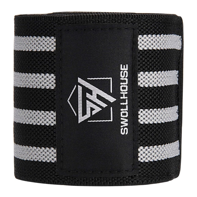 SWOLLHOUSE Knee Wraps + Wrist Wraps + Weight Lifting Straps Bundle (3 Pairs) for Weightlifting Bodybuilding Strength Training Workout Gym, Fitness Protective Set for Men & Women