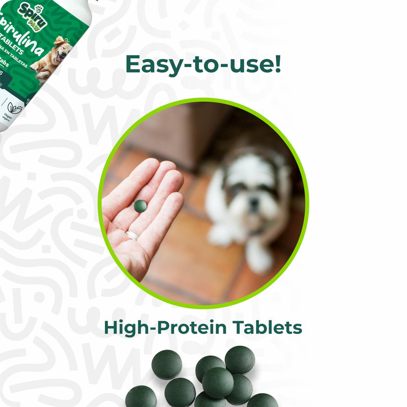 Spirulina Tablets for Dogs & Cats, Plant-Based Microalgae Pet Supplement, Easy Daily Tablet Format, Supports Daily Wellness + Skin & Coat, 60 Count Tablets 60 count