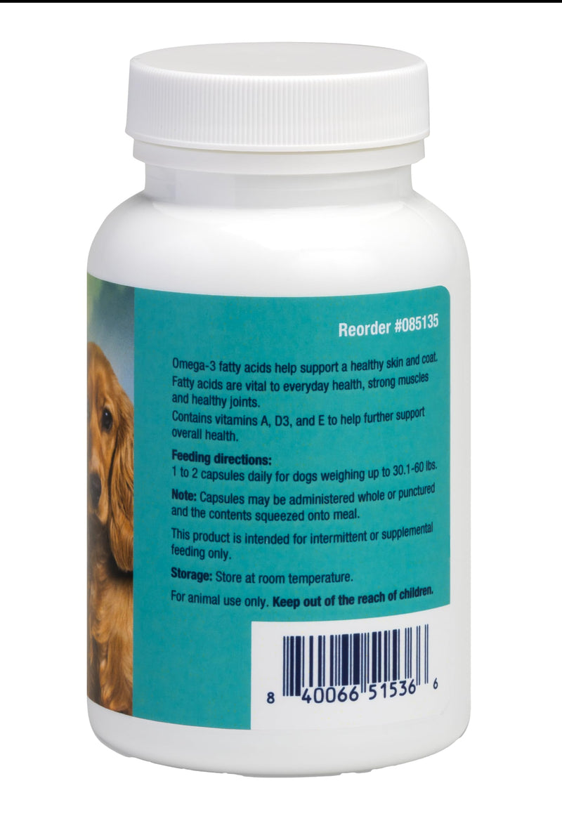 Omega-3 Soft Gels for Medium Dogs – Essential Fatty Acids with Vitamins A, E & D3 – Skin, Coat & Joint Supplement – 60 Count Medium/Large - 60 count