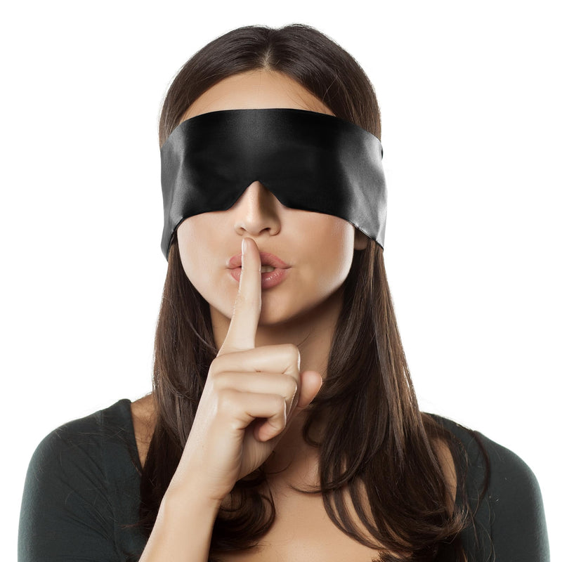 FRESHME Satin Sleep Mask - Comfortable Eye Mask Blindfold for Women Men Soft Adjustable Blackout Eye Cover Shade for Night Sleeping Travel Meditation Pure Black Valentine's Day Gift 160cm/63in 1pc-upgrade-black