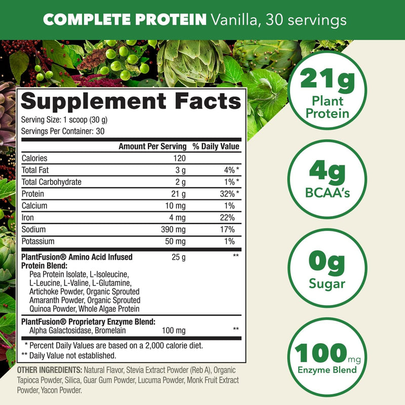 PlantFusion Complete Vegan Protein Powder Sample Packets - Plant Based Protein Powder Packets to-Go with BCAAs and Pea Protein - Keto, Gluten Free, Non-Dairy, No Sugar (Vanilla Pack of 4) Vanilla 4.24 Ounce (Pack of 1) - BeesActive Australia