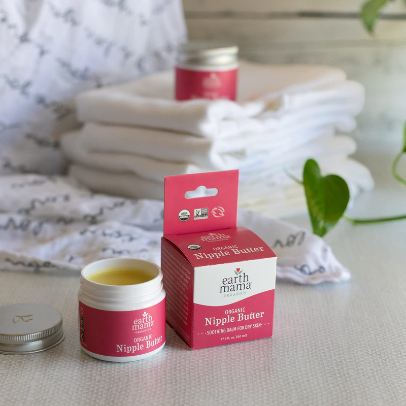 Organic Nipple Butter™ Breastfeeding Cream by Earth Mama | Postpartum Essentials Safe for Nursing, Non-GMO Project Verified, No Lanolin, 2-Fluid Ounce 2 Fl Oz (Pack of 1) - BeesActive Australia