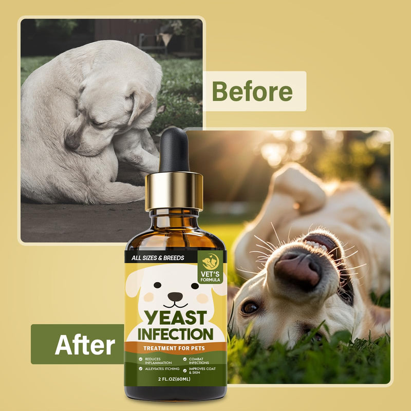 Yeast Infection Treatment for Dogs, Effective Dog Ear Infection Treatment, Natural Ingredients, for Relieve Allergies and Itching, Improves Pet Coat & Skin,60ML - BeesActive Australia