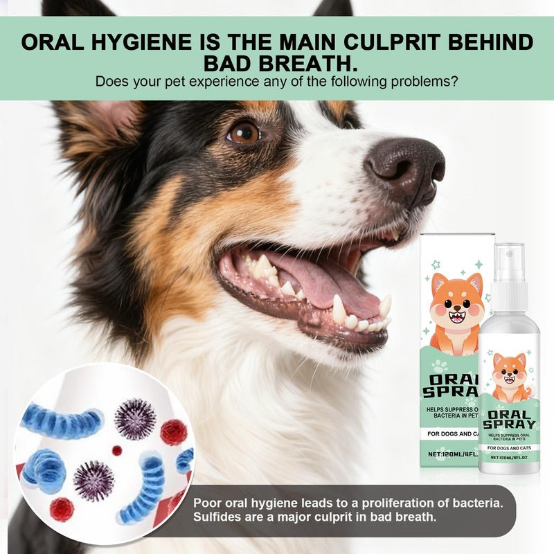 2 Pcs 120ml Dog Breath Freshener,Dentaclean Spray for Dogs & Cats,No Brushing Supports Gum Health