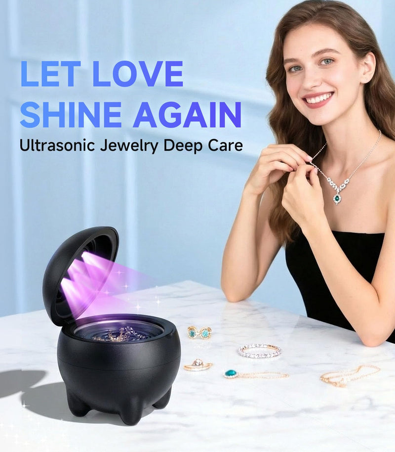 Ultrasonic Jewelry Cleaner Machine, 45KHz Retainer Cleaner Ultrasonic Professional for Aligner, Mouthguard, Ring, Earrings Sterling Silver Deep Cleaner with 4 Modes, Low Noise, 304Stainless Steel Tank Black