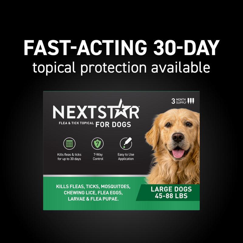 NEXTSTAR Flea and Tick Prevention for Dogs, Repellent & Control, Fast Acting Waterproof Topical Drops, Flea and Tick Prevention for Large Dogs, 1 Monthly Dose Large Dogs (45-88 lbs) 1 Dose