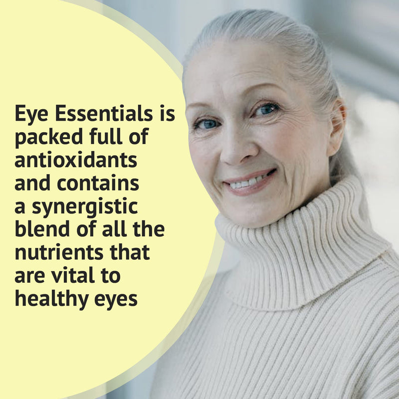 Eye Essentials for Adults – Vitamins & Multi Minerals Supplement w/Vitamin A, Bilberry Extract, Zinc & Antioxidants for Eye Health (60 Caps.)