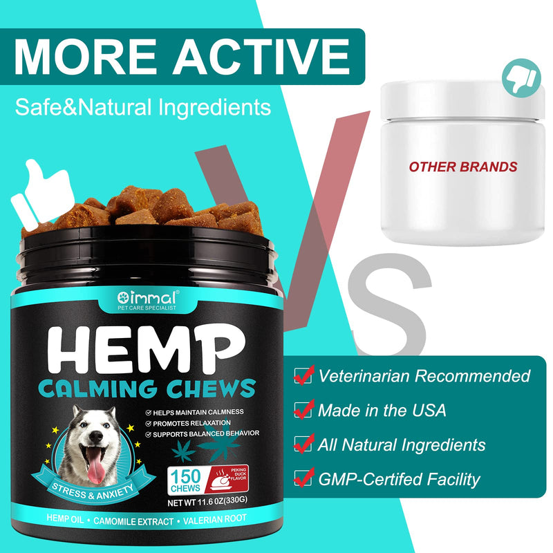 Uocasi Calming Chews for Dogs, Purest Hemp Calming Dog Treats Chews, Help Promote Relaxation, Reduce Stress, Storm Anxiety, Natural Healthy Tasty Pet Soft Chews - Peking Duck Flavor(330g, 150counts) duck roast