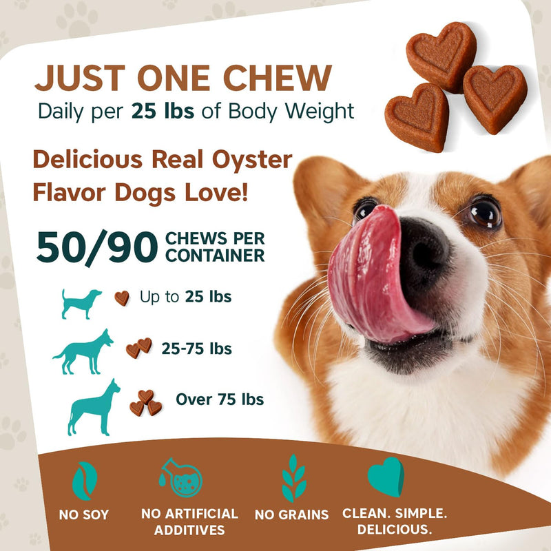 Seasonal Allergy + Immune Support Dog Chews, 90 Count Oyster, for Itchy Skin and Ears, Pet Vitamins and Supplements, Dog Allergy Relief with Probiotics