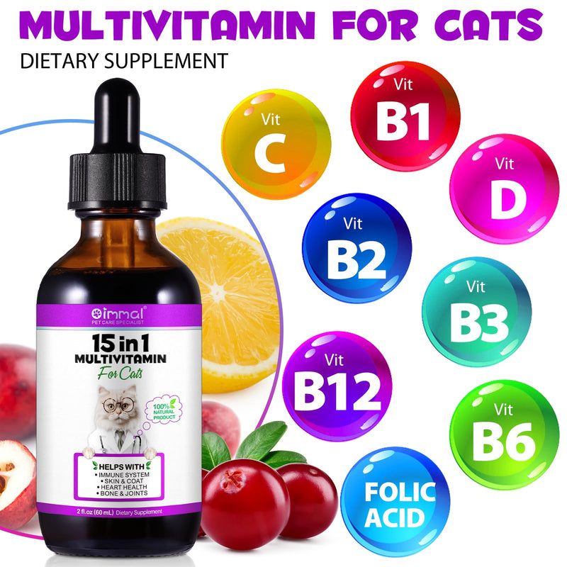 15-in-1 Cat Multivitamin Drops, Vitamins and Supplements for Cats - Liquid multivitamins for cats support immune health, hip and joint health - BeesActive Australia